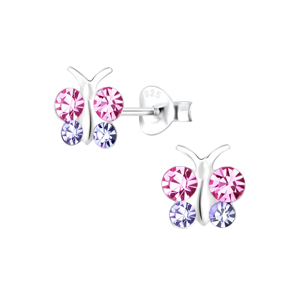 Puces d'oreilles papillon en argent