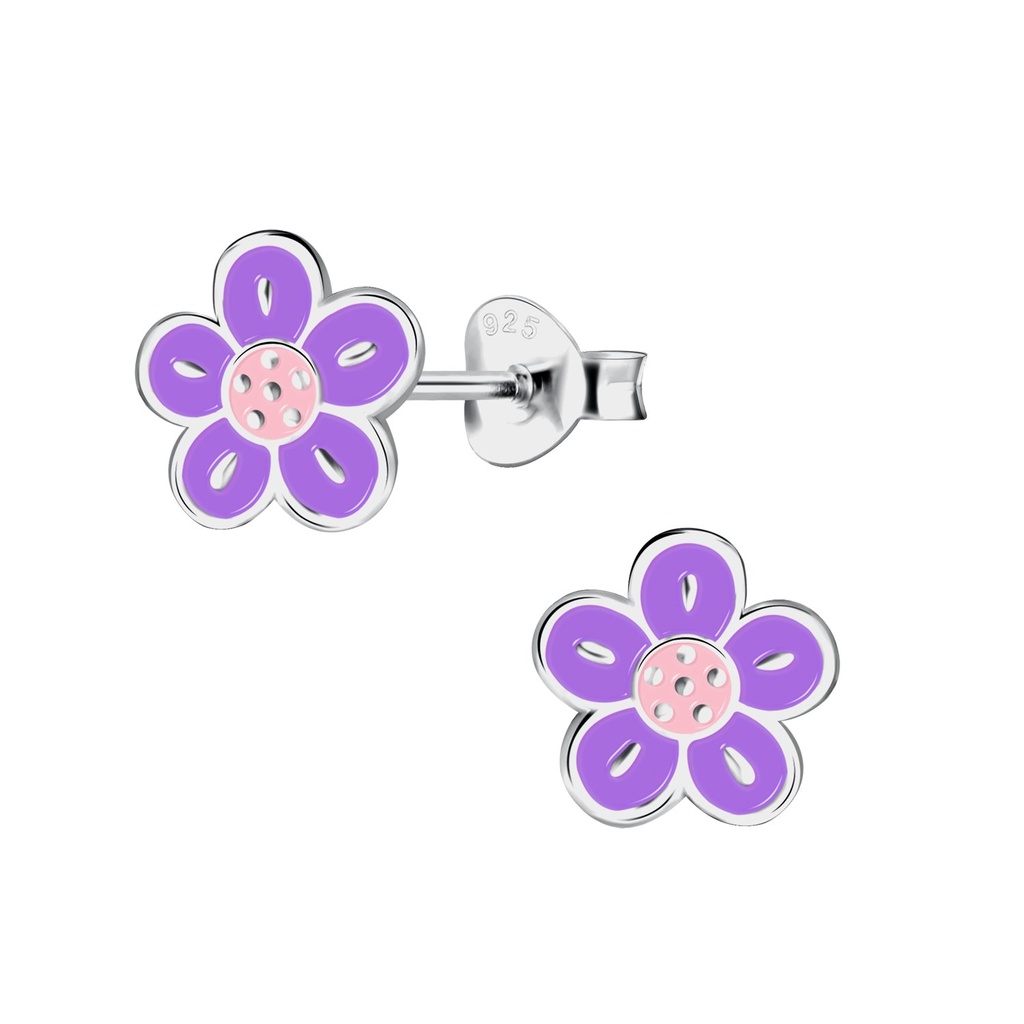 Puces d'oreilles fleur en argent
