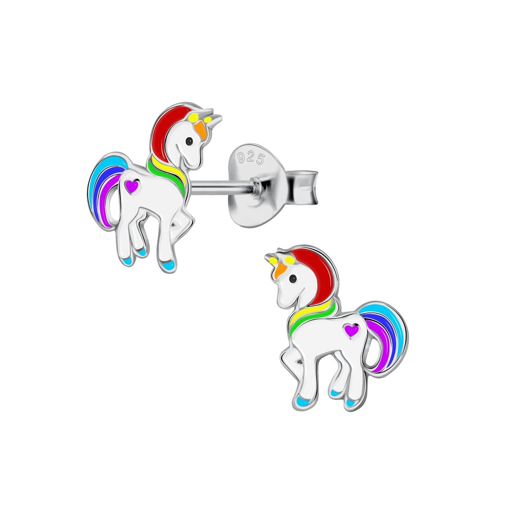 [10033111] Silver Unicorn Stud Earrings