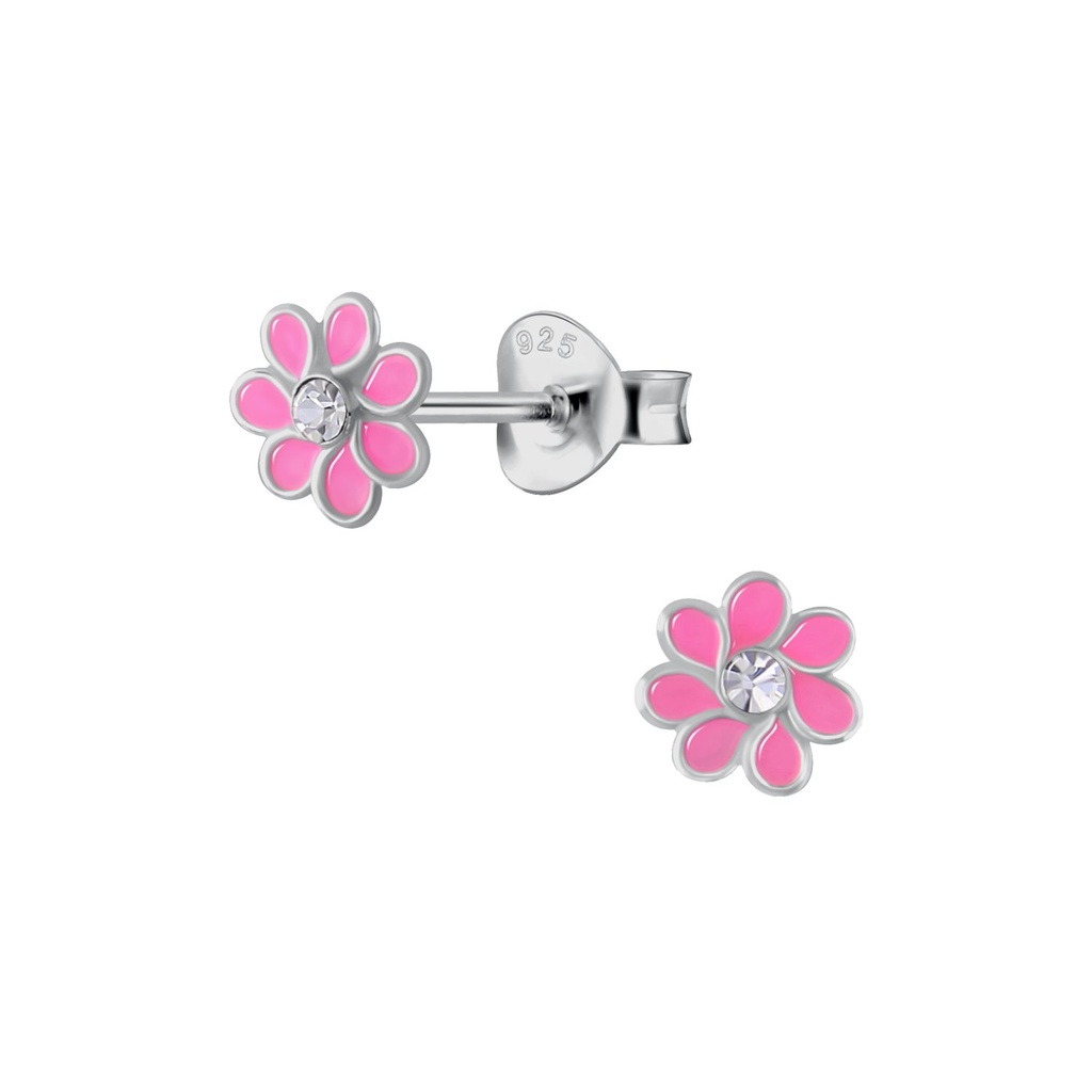 Puces d'oreilles fleur en argent