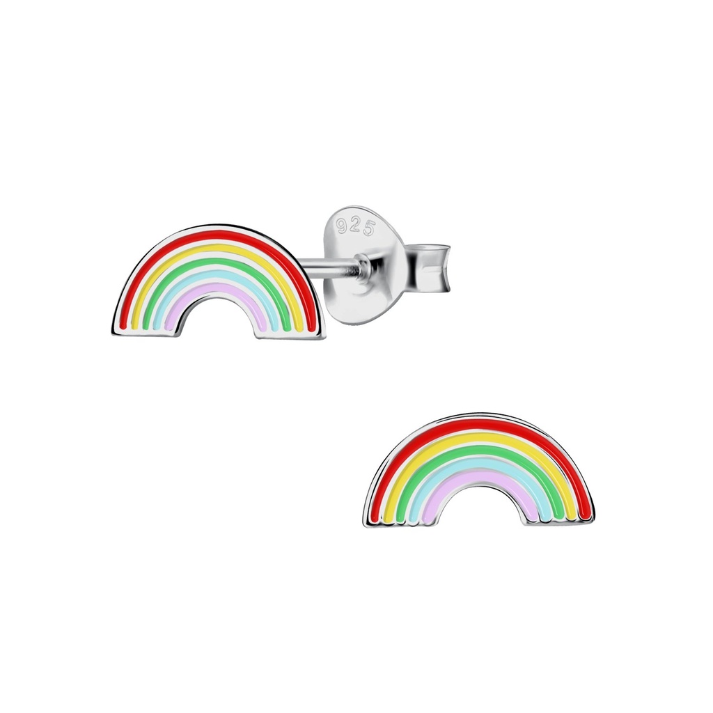 Silver Rainbow Stud Earrings