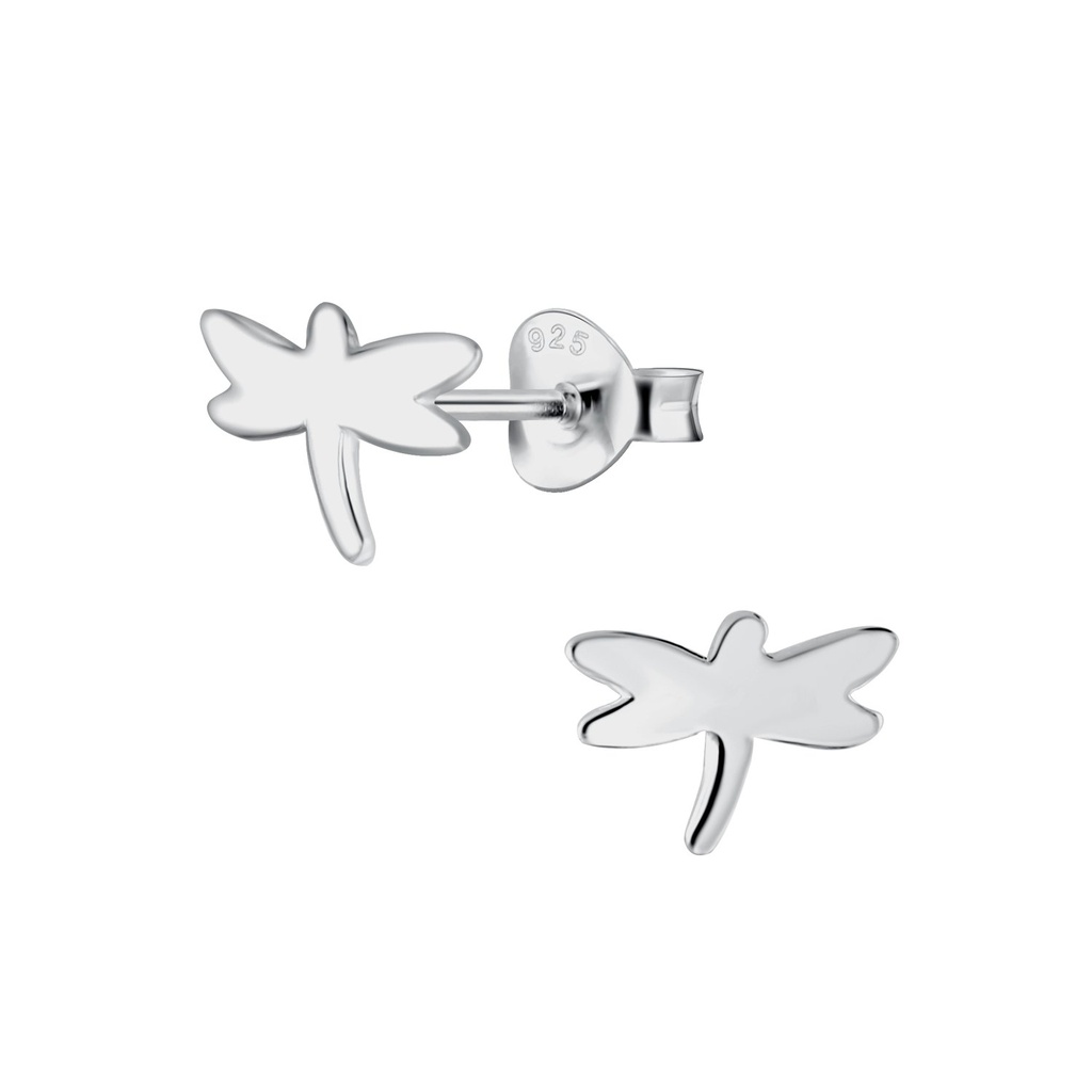 Puces d'oreilles libellule en argent