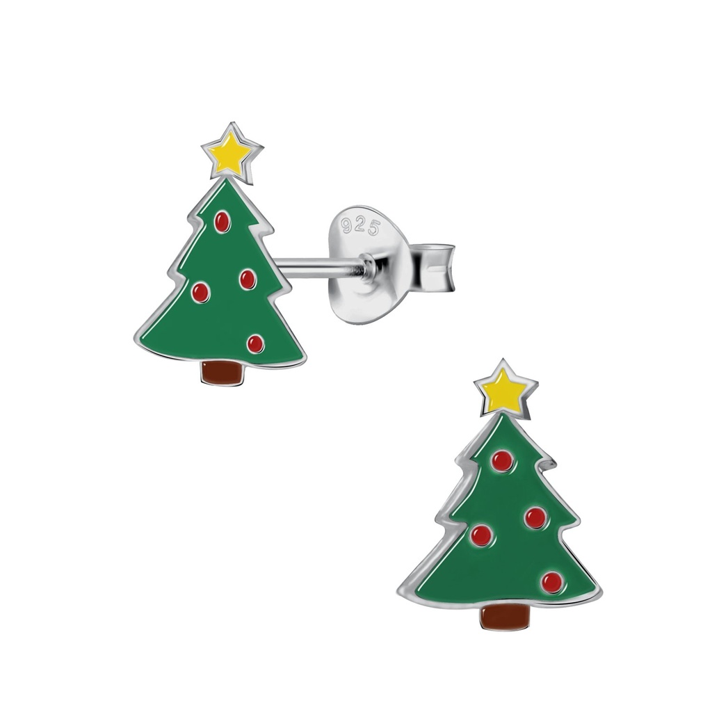 [10033107] Silver Christmas Tree Stud Earrings
