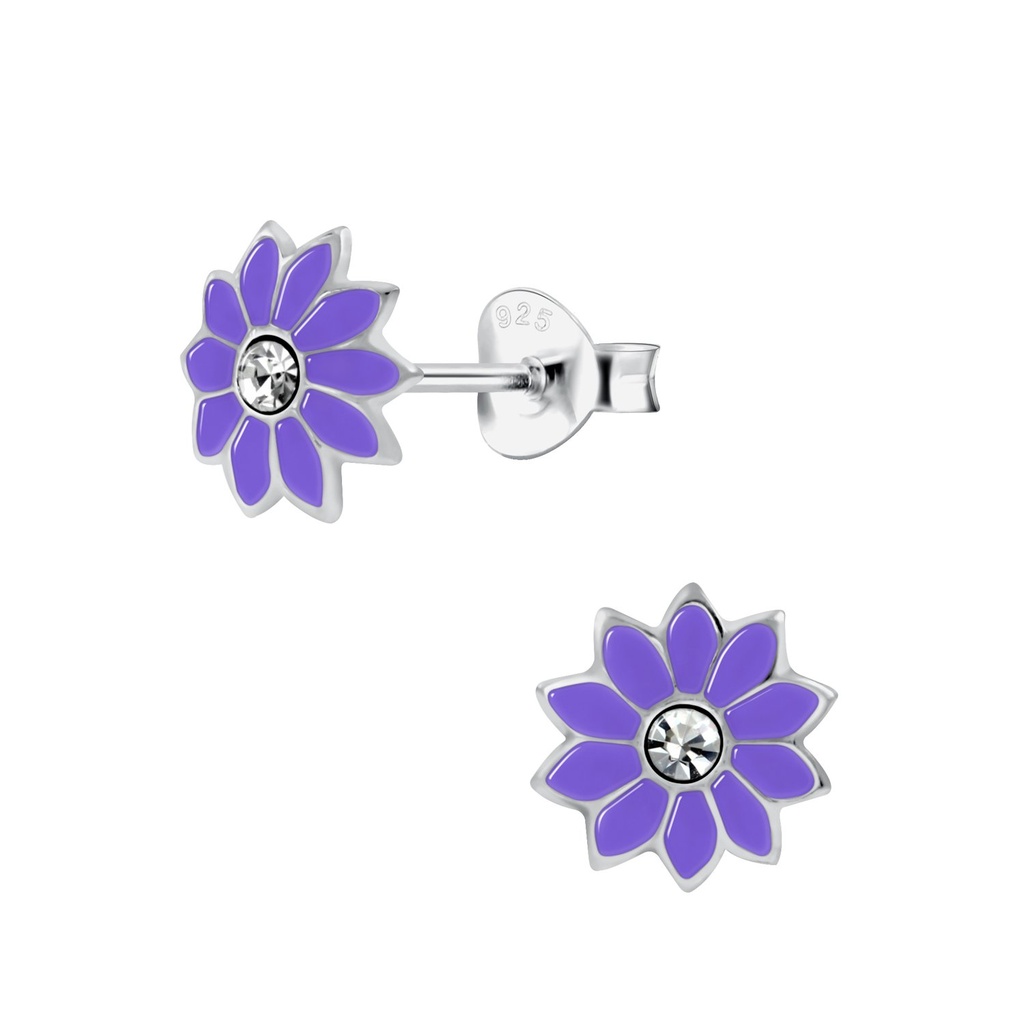Puces d'oreilles fleur en argent