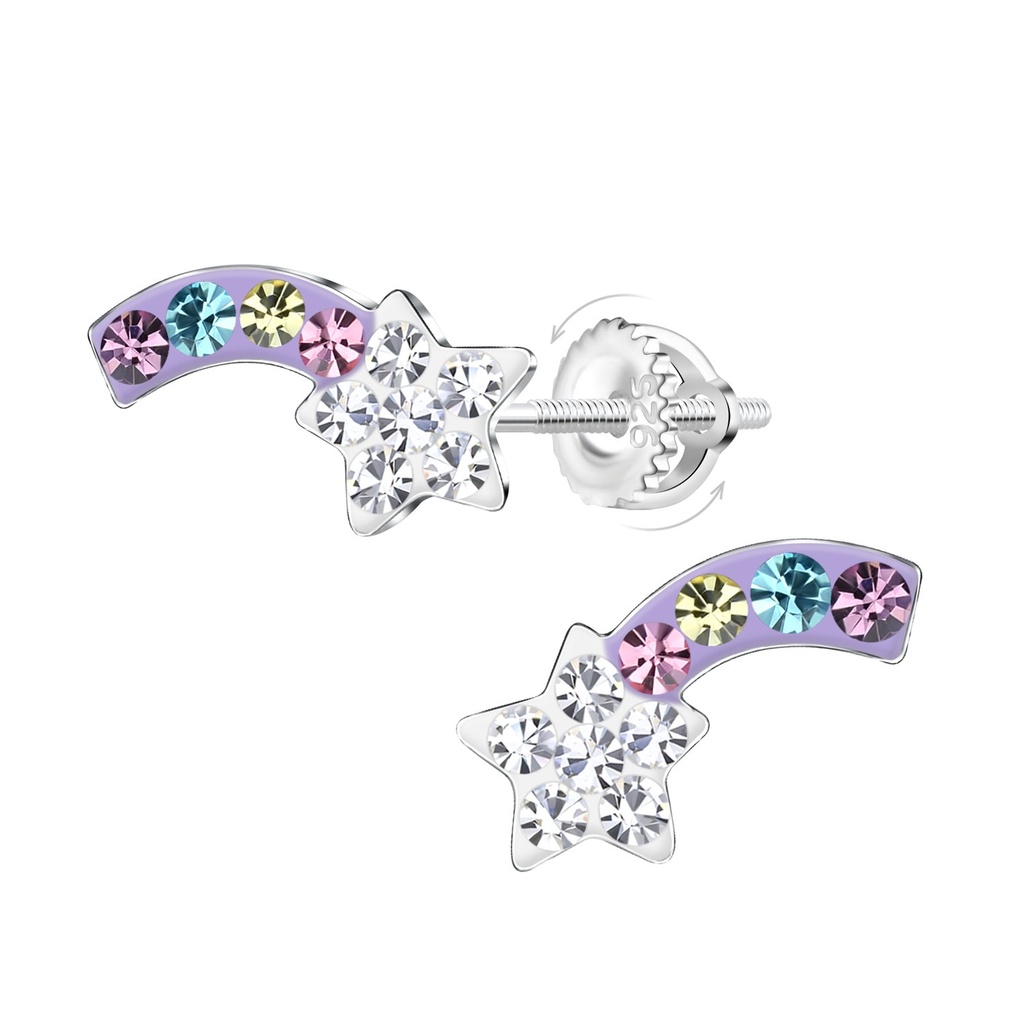 [10033468] Boucles d'oreilles à fermoir à vis étoile filante en argent