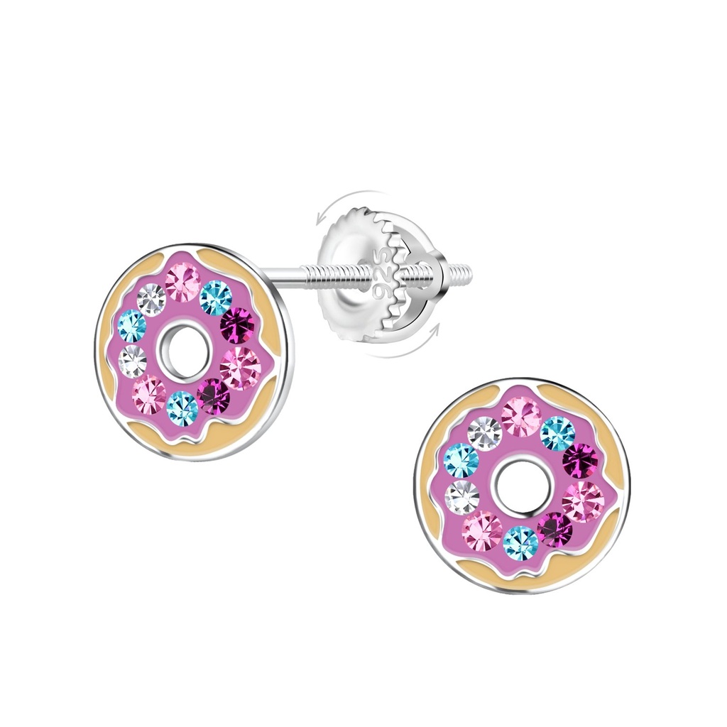 [10036022] Boucles d'oreilles à fermoir à vis donut en argent