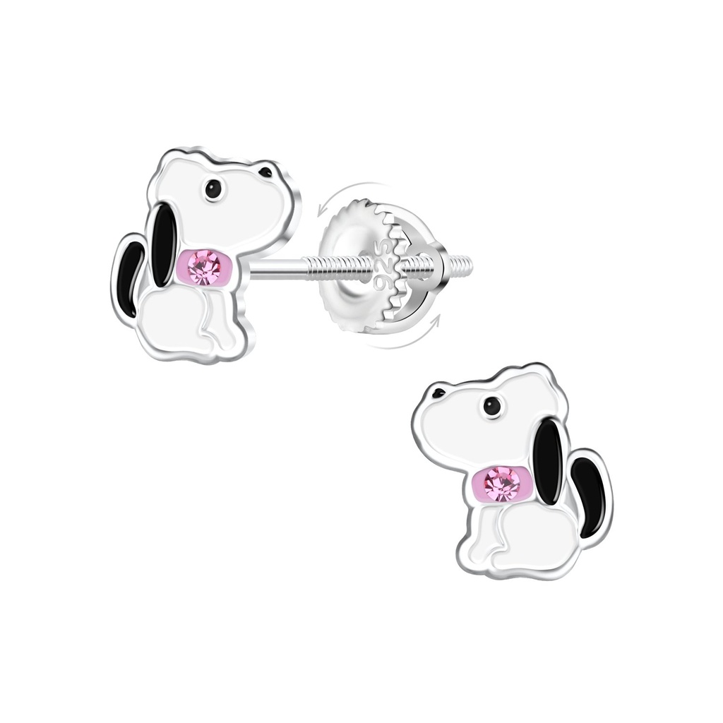Boucles d'oreilles à fermoir à vis beagle en argent