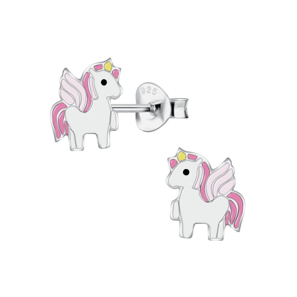 [10035135] Silver Unicorn Stud Earrings