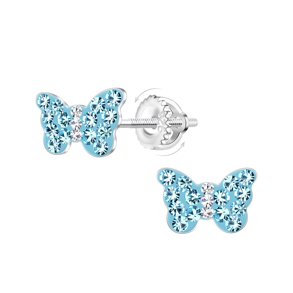 [10036032] Silver Butterfly Screw Back Earrings