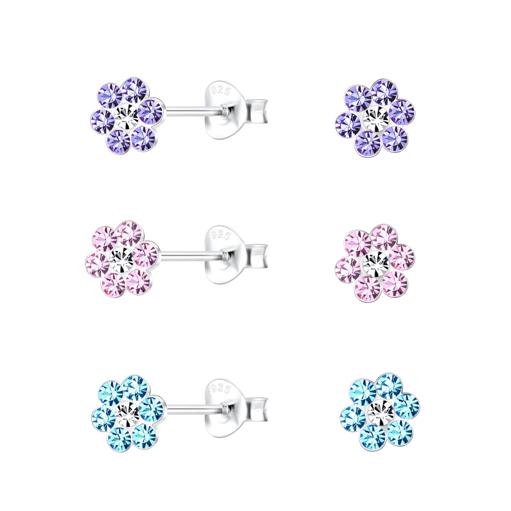 [10034004] Lot de puces d'oreilles fleur en argent