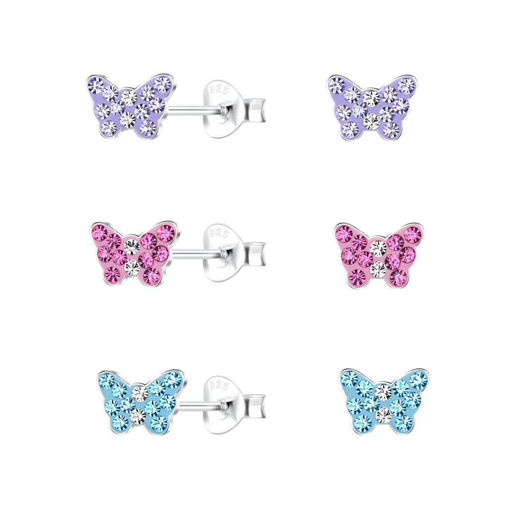 [10034003] Lot de puces d'oreilles papillon en argent