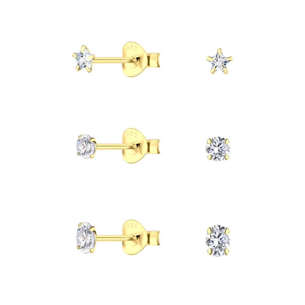[10034579] Lot de puces d'oreilles en argent zircon
