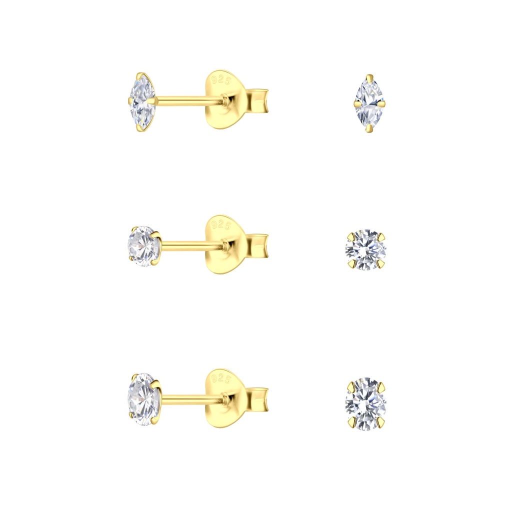 [10034578] Silver Cubic Zirconia Stud Earrings Set