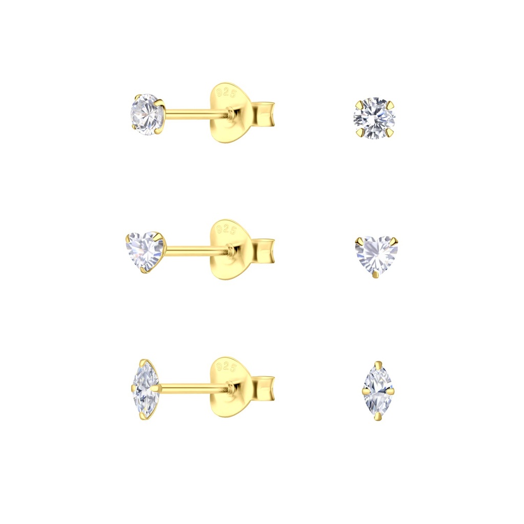 Lot de puces d'oreilles géométriques en argent