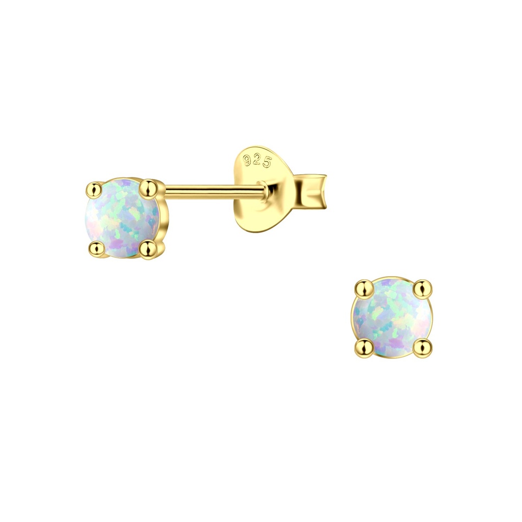 Puces d'oreilles opale en argent 4 mm