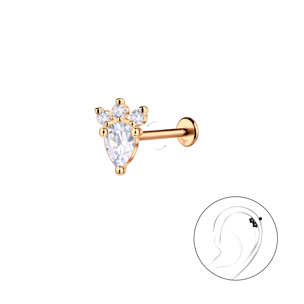 [10034863] Silver Geometric with Titanium Labret (1.2X6 mm)