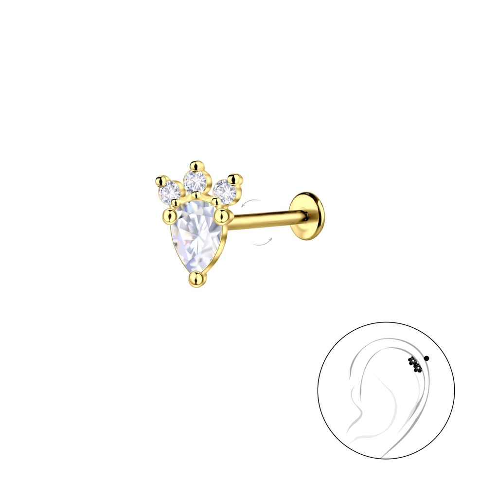 Labret en titane avec motif géométrique en argent