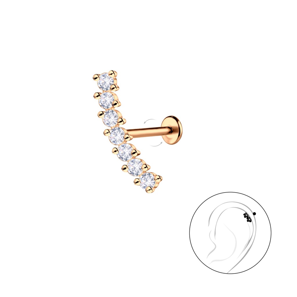 Labret en titane avec motif géométrique en argent