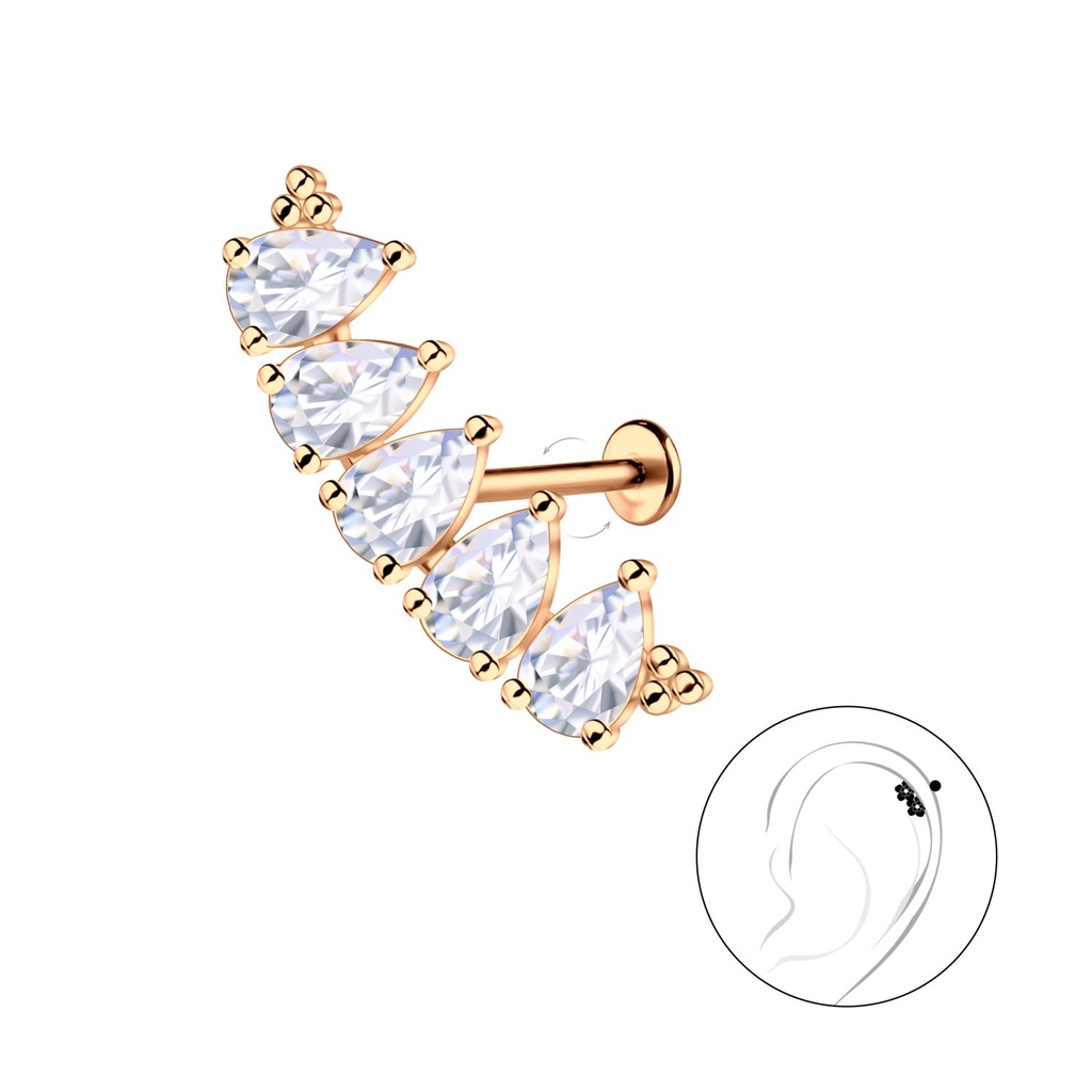 [10034849] Labret en titane avec motif géométrique en argent (1.2X6 mm)