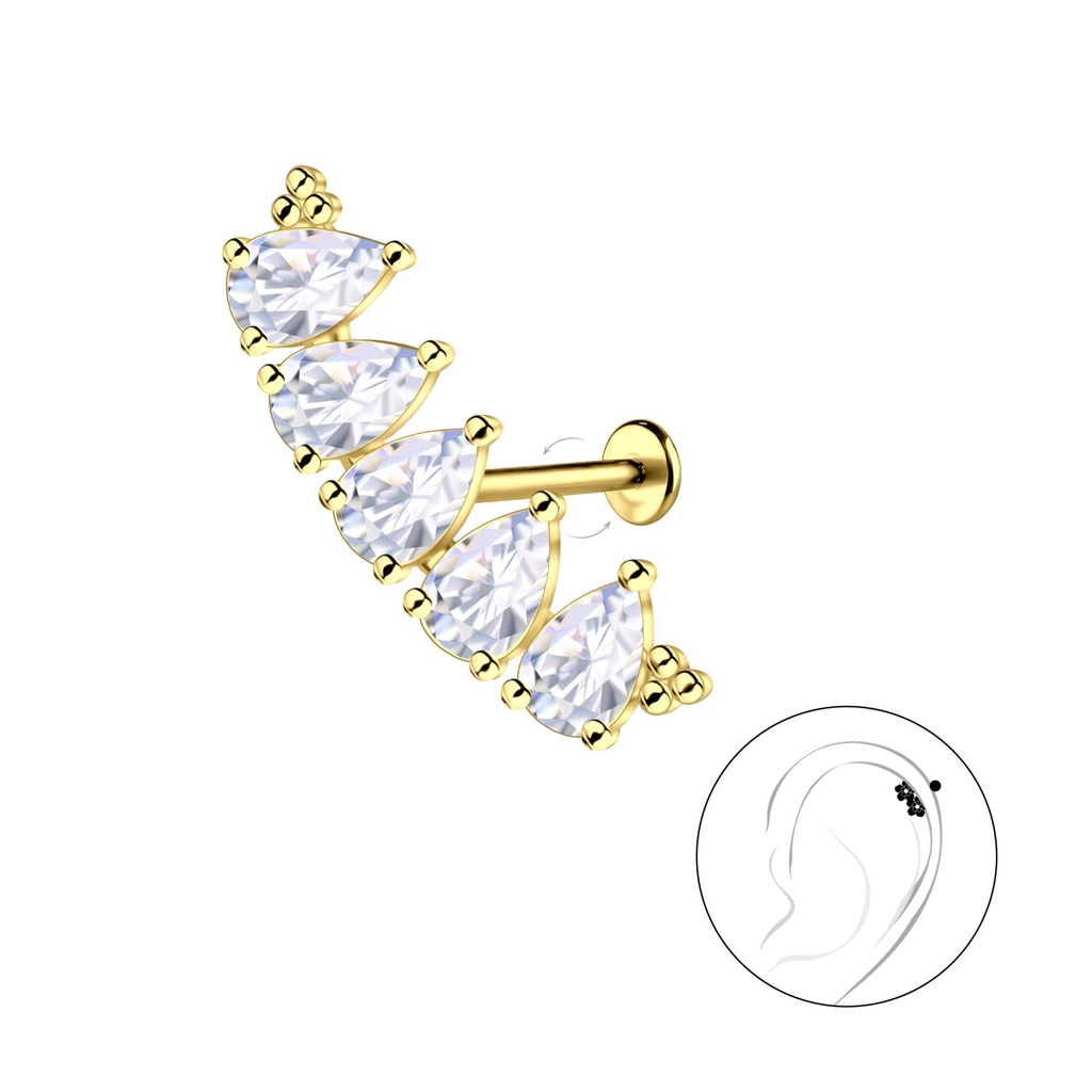 Labret en titane avec motif géométrique en argent
