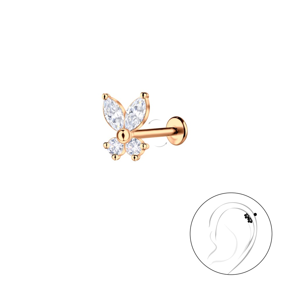 Silver Butterfly with Titanium Labret