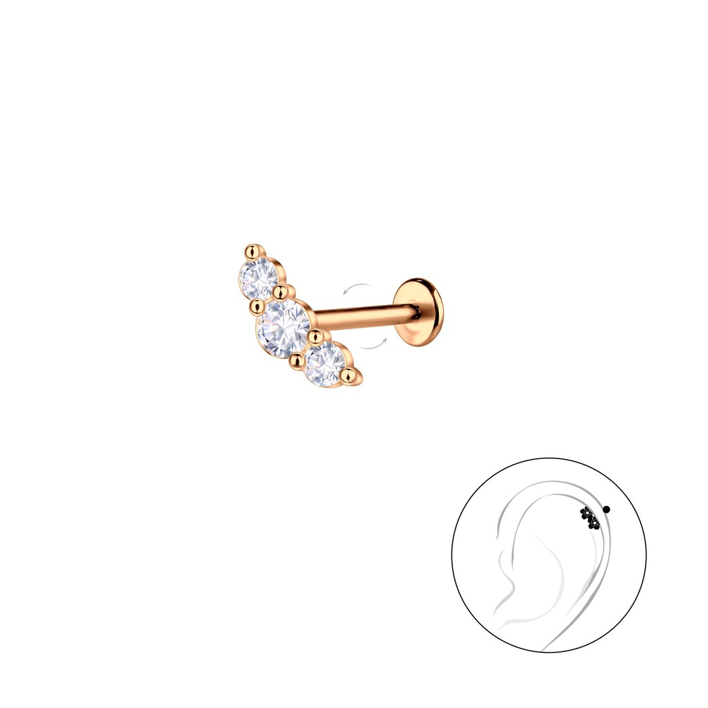 [10034825] Silver Geometric with Titanium Labret (1.2X6 mm)