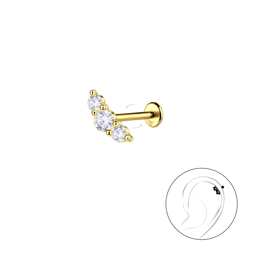 [10034824] Labret en titane avec motif géométrique en argent (1.2X6 mm)