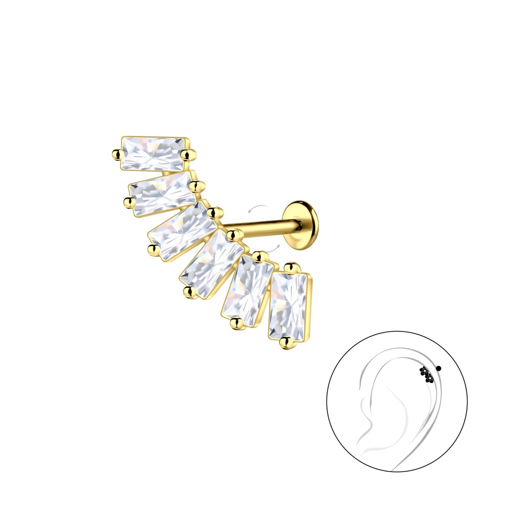 Labret en titane avec motif géométrique en argent