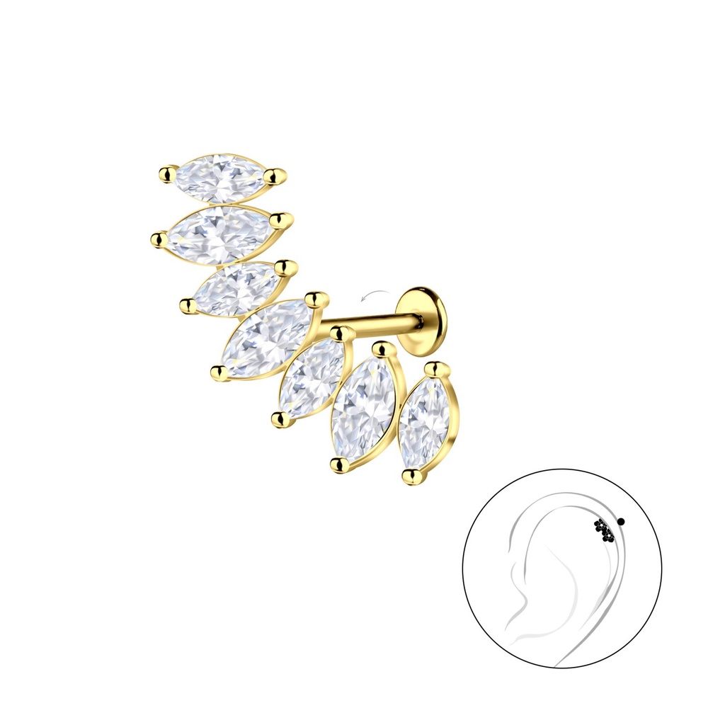 [10034809] Silver Geometric with Titanium Labret (1.2X6 mm)