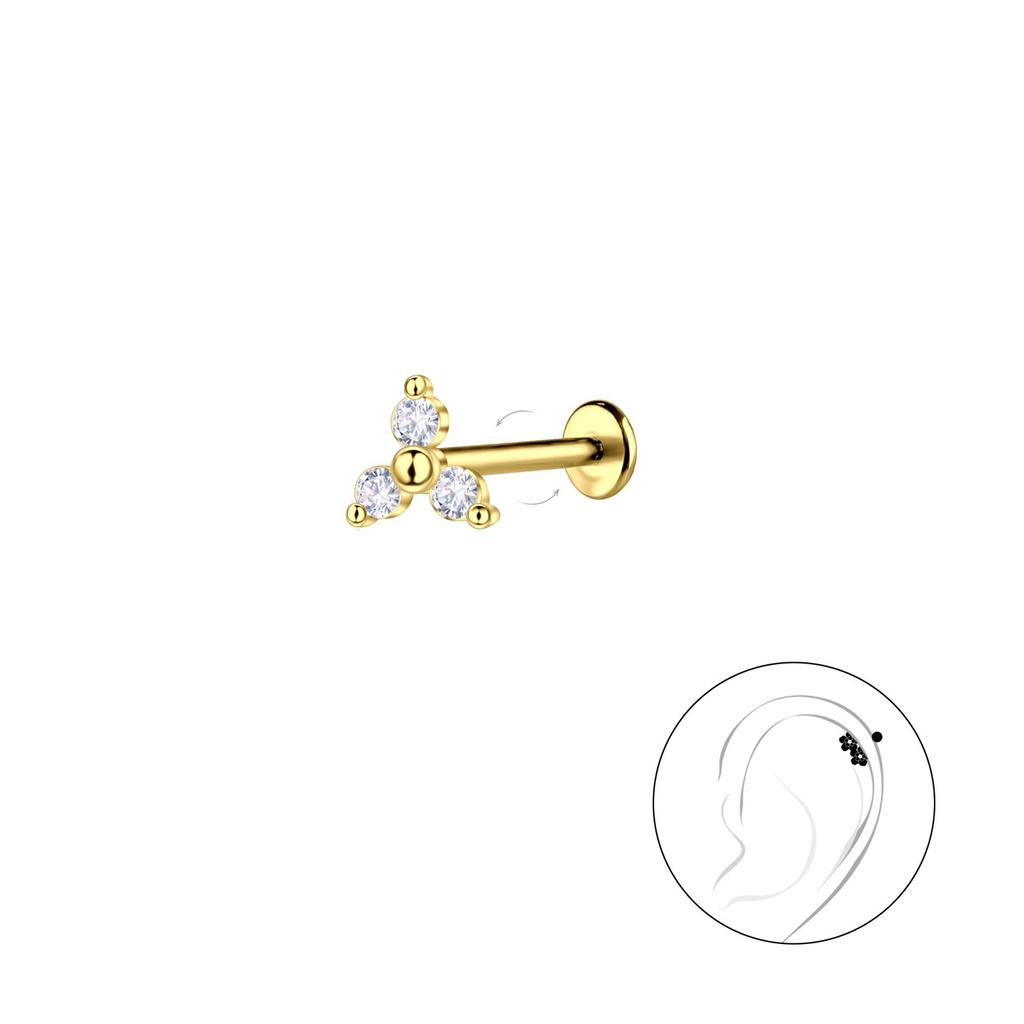 [10034805] Labret en titane avec motif géométrique en argent (1.2X6 mm)