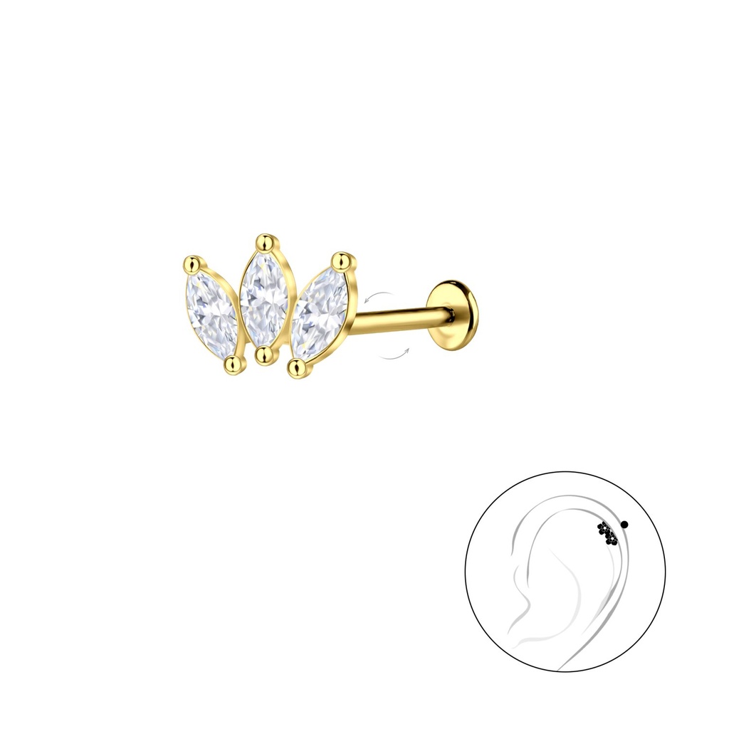 Labret en titane avec motif géométrique en argent