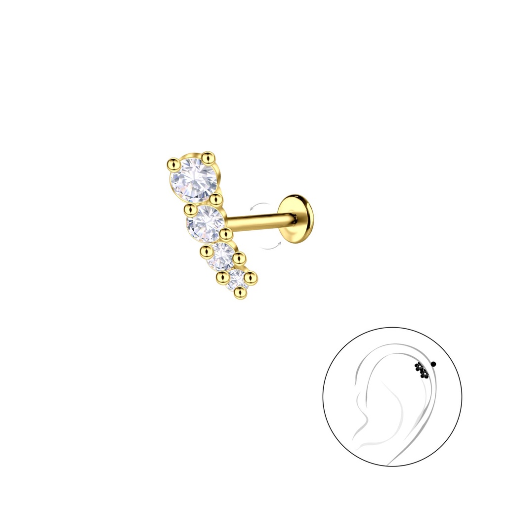 [10034790] Labret en titane avec motif géométrique en argent (1.2X6 mm)