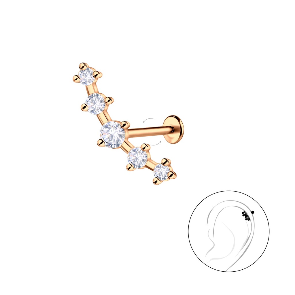 Labret en titane avec motif géométrique en argent