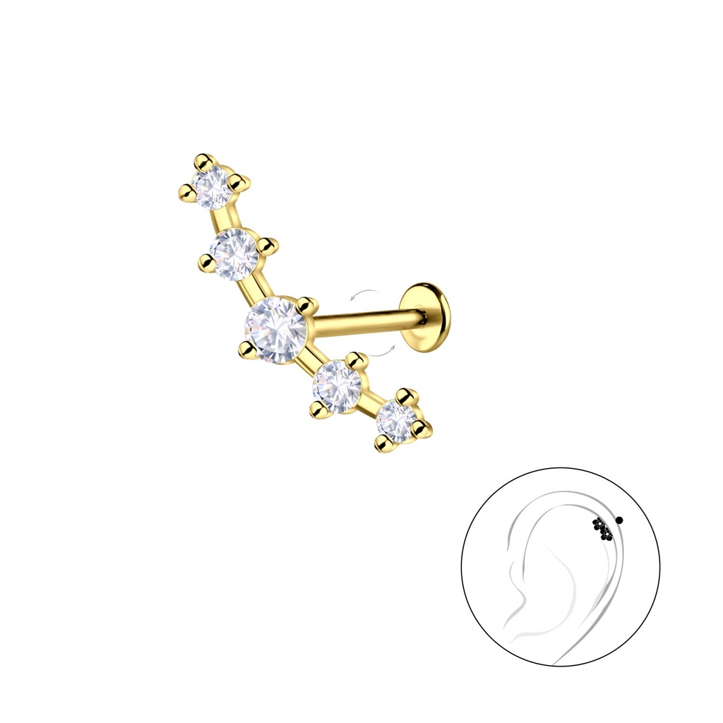 Labret en titane avec motif géométrique en argent
