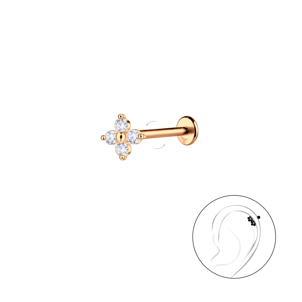 Silver Flower with Titanium Labret