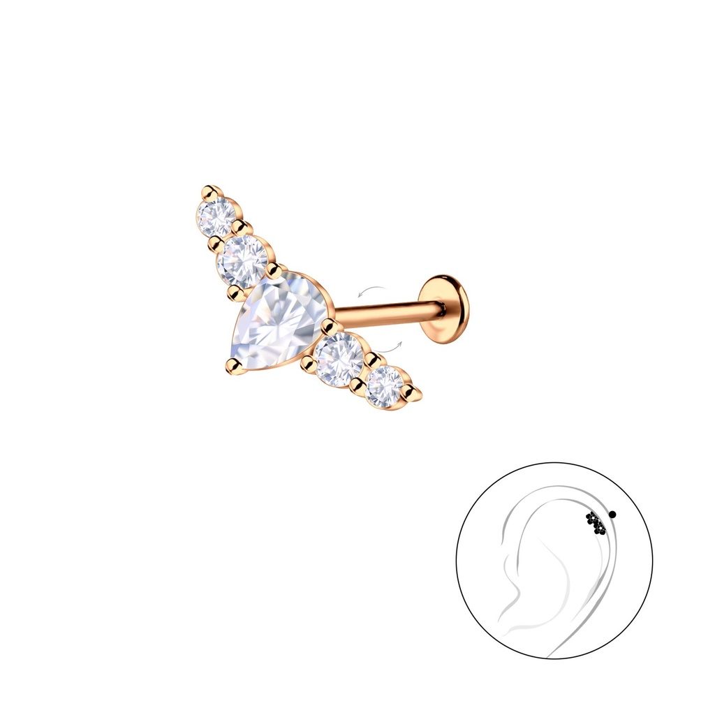 [10034761] Labret en titane avec motif géométrique en argent (1.2X6 mm)