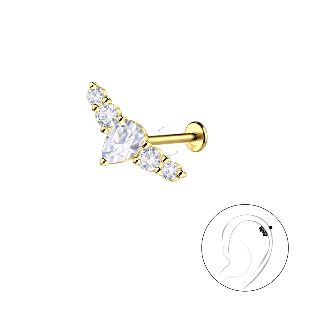 Labret en titane avec motif géométrique en argent