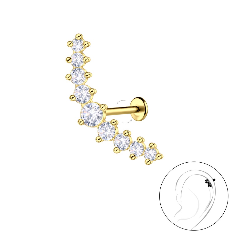 Labret en titane avec motif géométrique en argent