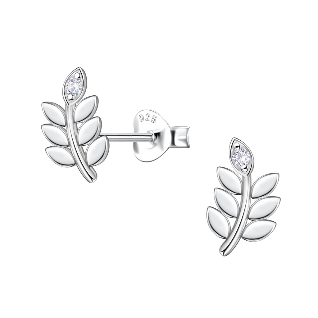 Silver Olive Leaf Stud Earrings