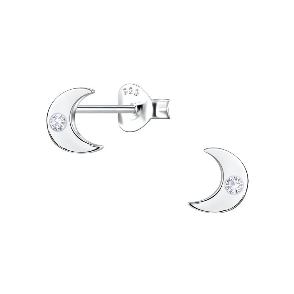 Silver Moon Stud Earrings