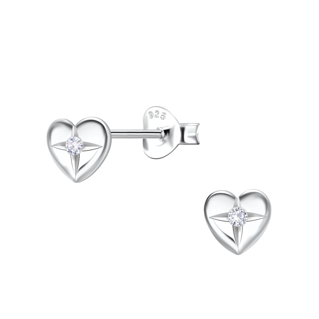 Puces d'oreilles cœur en argent