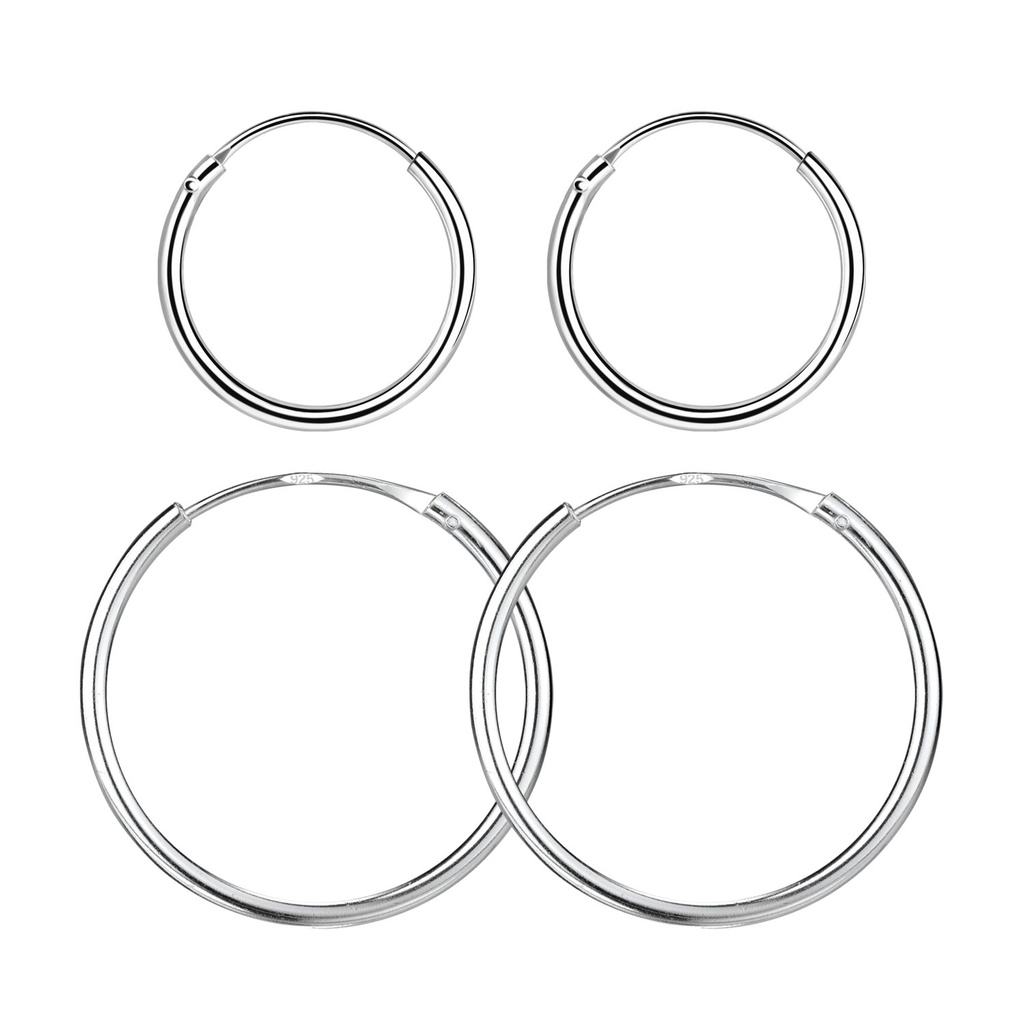 [10034039] Lot de créoles en argent 14 mm et 20 mm