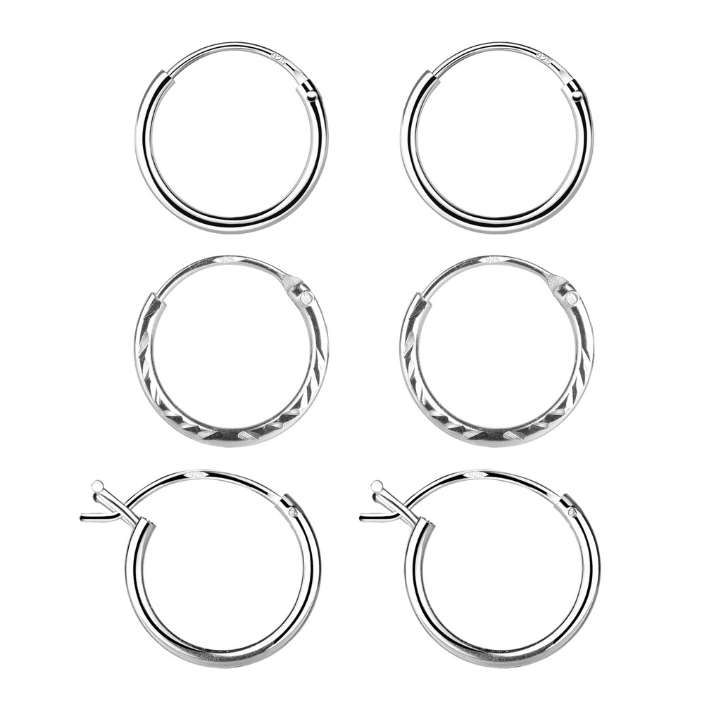 [10034049] Lot de créoles en argent 12 mm