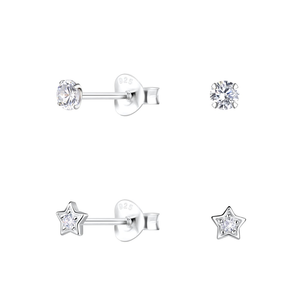 [10034010] Lot de puces d'oreilles étoile en argent