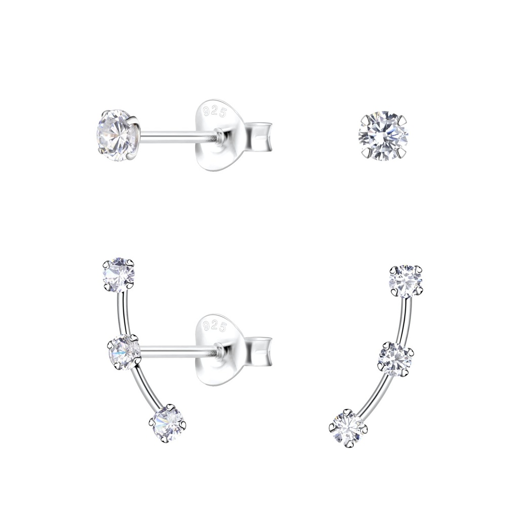[10034015] Lot de puces d'oreilles barre courbées en argent