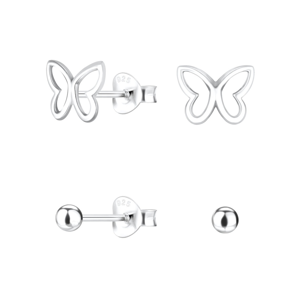 [10034013] Lot de puces d'oreilles papillon en argent