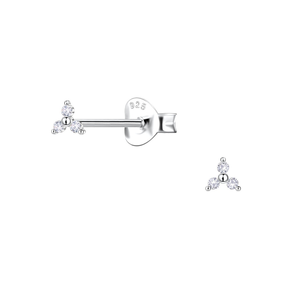 Silver Geometric Stud Earrings 