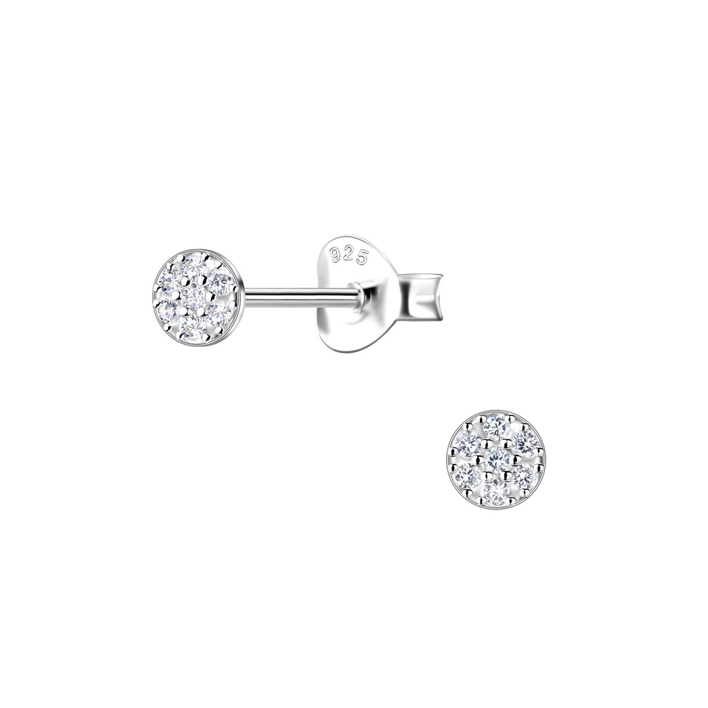 Silver Round Stud Earrings 