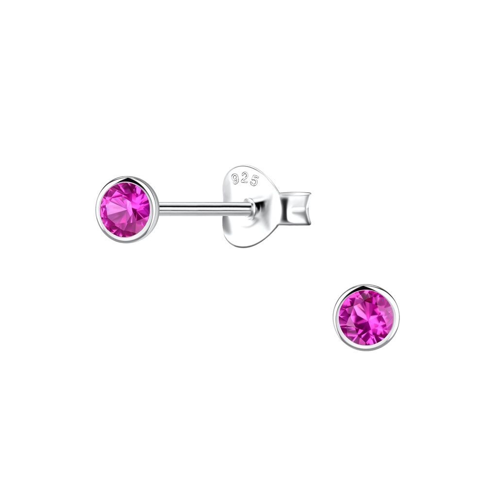 3mm Round Cubic Zirconia Silver Stud Earrings