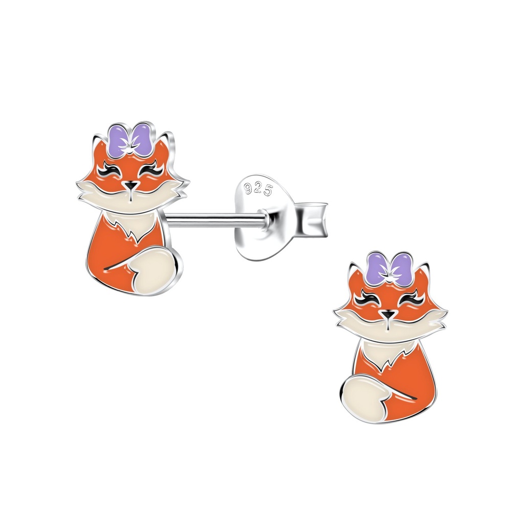 [10033944] Silver Fox Stud Earrings